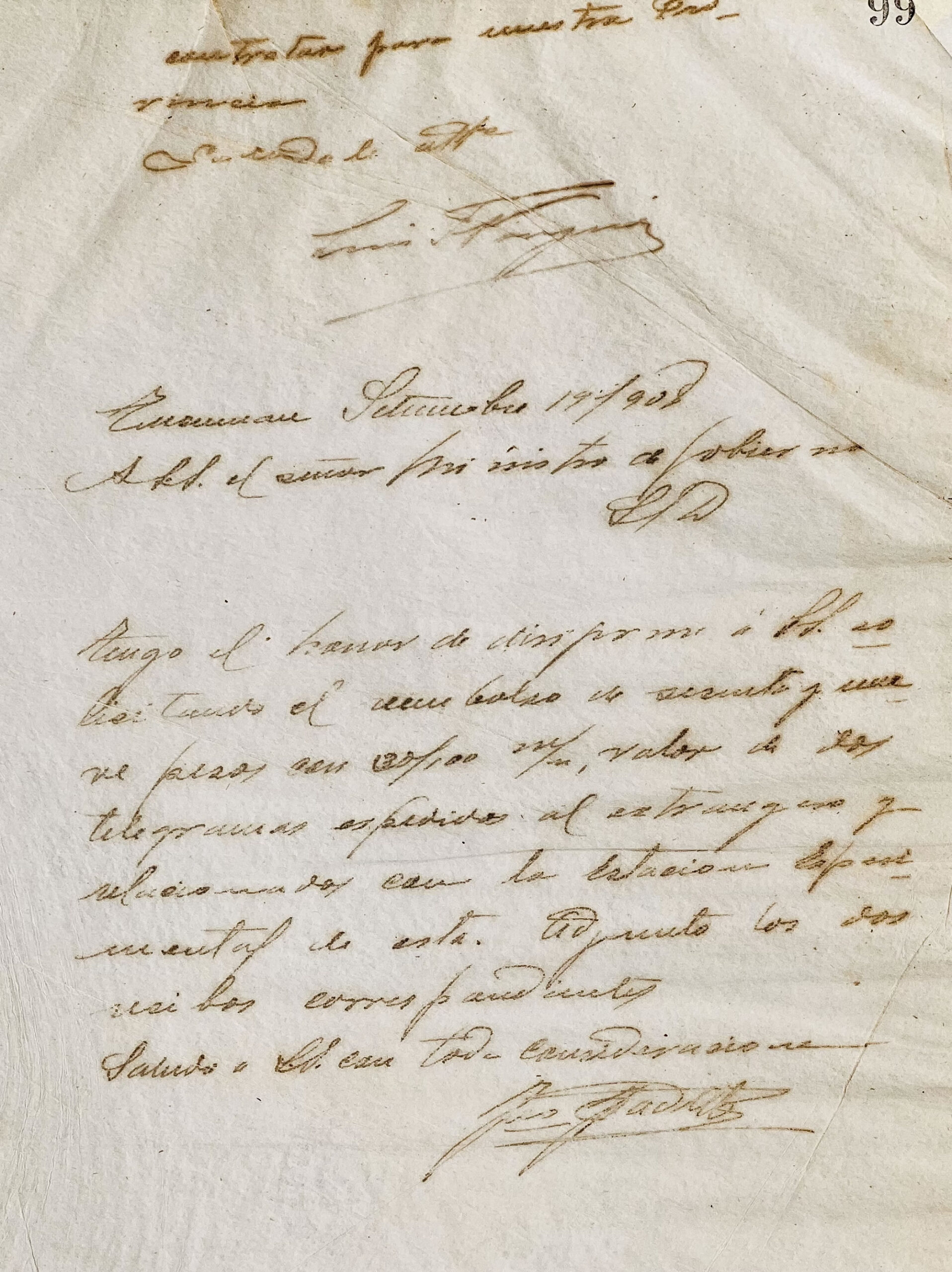 Carta al Señor Ministro de Gobierno de José Padilla