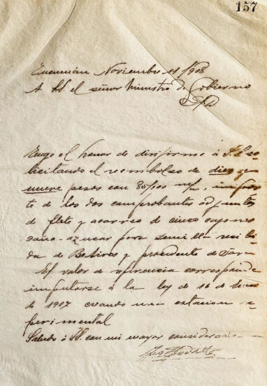 Carta al Sr. Ministro de Gobierno de José Padilla