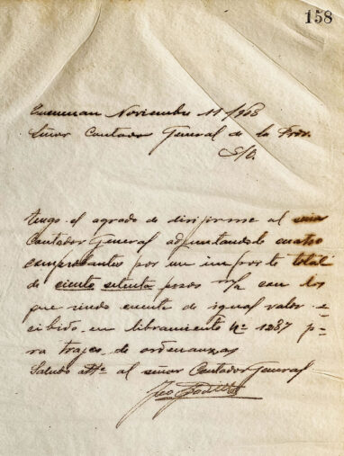 Carta al Sr. Contador General de la provincia de José Padilla