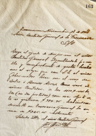 Carta al Sr. Contador general de la Provincia de José Padilla