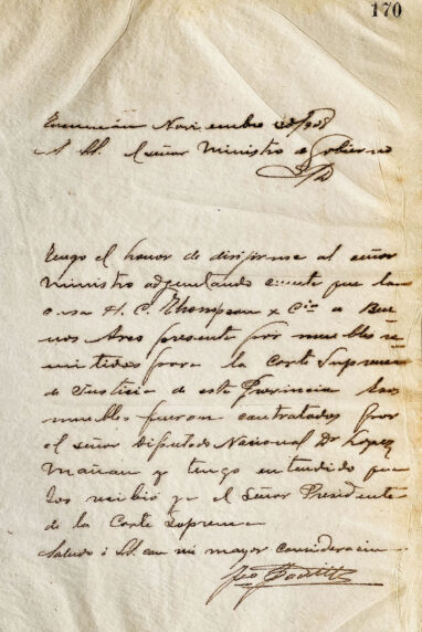 Carta al Sr. Ministro de Gobierno de José Padilla
