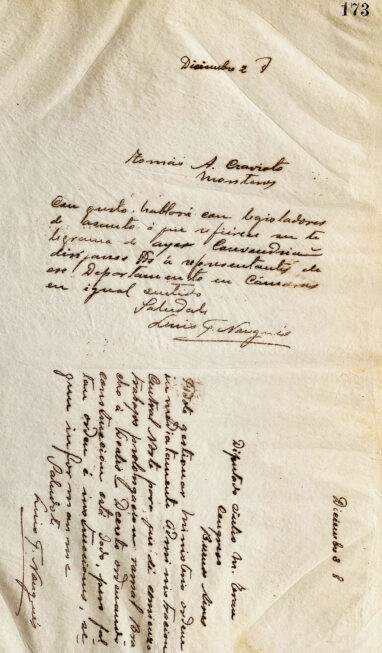 Carta a Tomás A. Cravioto y Carta al Diputado Julio M. Terán de Luis F. Nougues