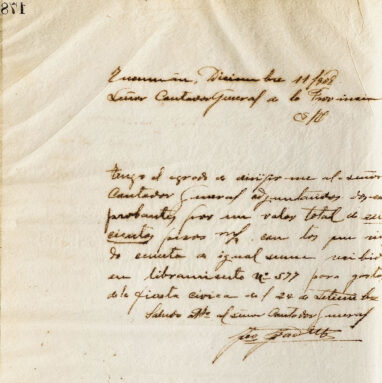 Carta al Sr. Contador general de la Provincia de José Padilla