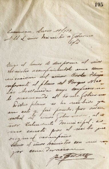 Carta al Sr. Ministro de Gobierno de José Padilla