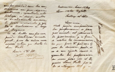 Carta al Senador Brígido Terán y carta al Sr. José A. Albornoz de Luis F. Nougués. Carta al Sr. Righetti de José Padilla