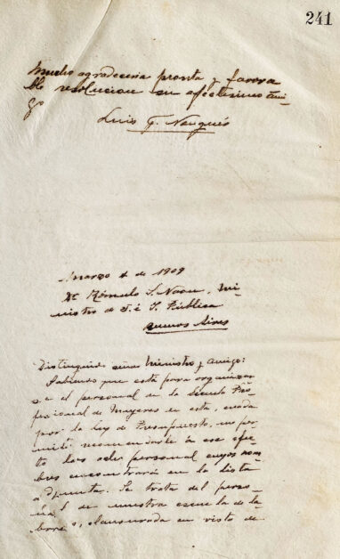 Carta al Dr. Rómulo Naon y carta a Miguel M. Padilla de Luis F. Nougués