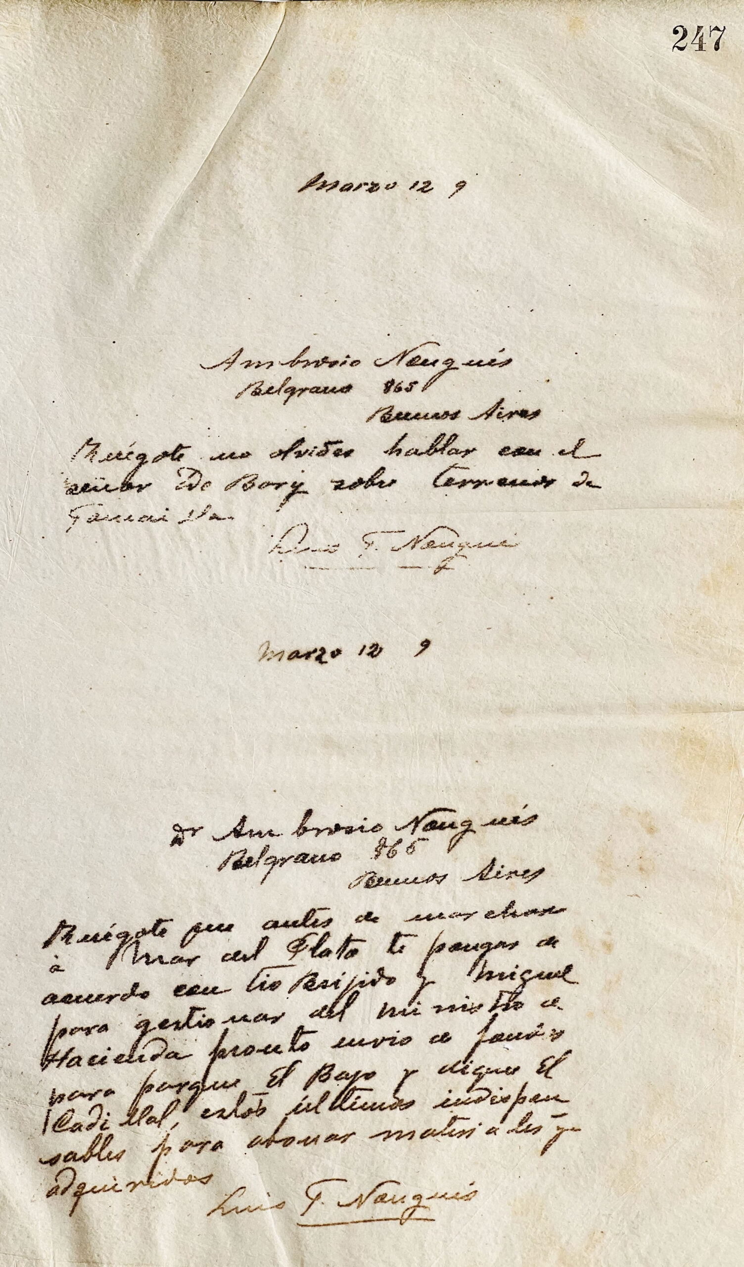 Cartas a Ambrosio Nougués de Luis F. Nougués